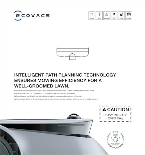 ECOVACS GOAT G1-800 Mähroboter ohne Begrenzungskabel 800㎡, Rasenmäher Roboter mit TrueMapping-Multifusionslokalisierung, Smart Hindernisvermeidung, 16-Zonen-Management, 45% Steigung, Videomanager