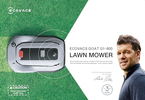 ECOVACS GOAT G1-800 Mähroboter ohne Begrenzungskabel 800㎡, Rasenmäher Roboter mit TrueMapping-Multifusionslokalisierung, Smart Hindernisvermeidung, 16-Zonen-Management, 45% Steigung, Videomanager