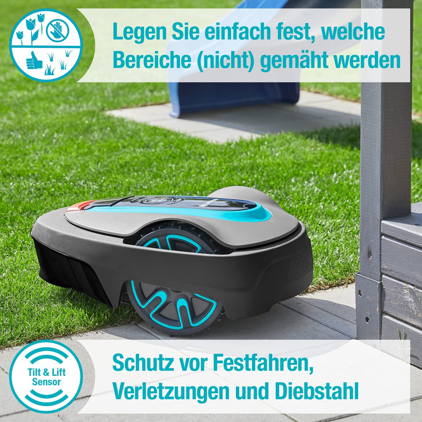 Gardena Mähroboter smart SILENO Life 1500 m² Set: Innovative LONA AI-Technologie, Steuerung per App, SensorControl, für Steigungen bis zu 35 Prozent, inkl. smart Gateway, DE-Version (19704-60)