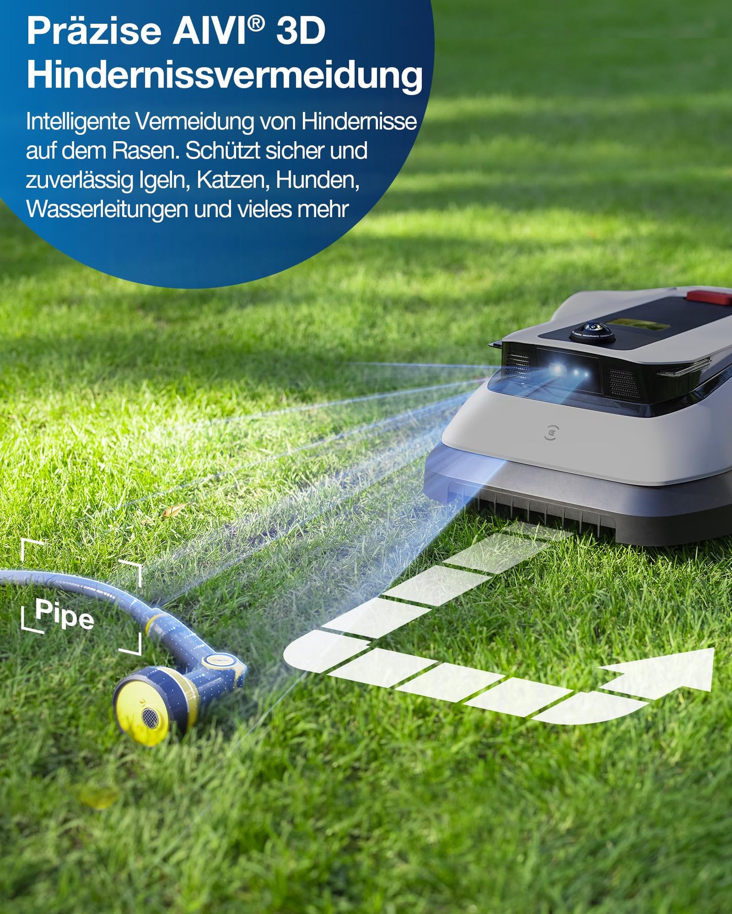 ECOVACS GOAT G1-800 Mähroboter ohne Begrenzungskabel 800㎡, Rasenmäher Roboter mit TrueMapping-Multifusionslokalisierung, Smart Hindernisvermeidung, 16-Zonen-Management, 45% Steigung, Videomanager