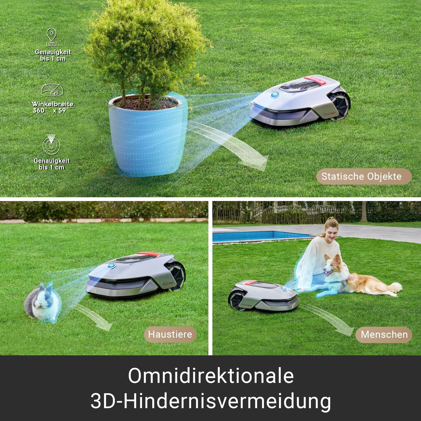Dreame Intelligent Mähroboter Mower A1, Rasenmäher Roboter, App-Steuerung, OmniSense-Technologie, Intuitives Bereichsmanagement, Intelligente Hindernisvermeidung