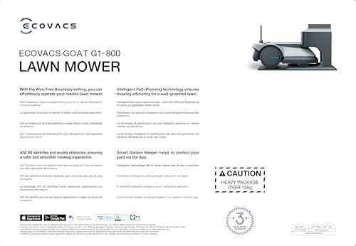ECOVACS GOAT G1-800 Mähroboter ohne Begrenzungskabel 800㎡, Rasenmäher Roboter mit TrueMapping-Multifusionslokalisierung, Smart Hindernisvermeidung, 16-Zonen-Management, 45% Steigung, Videomanager