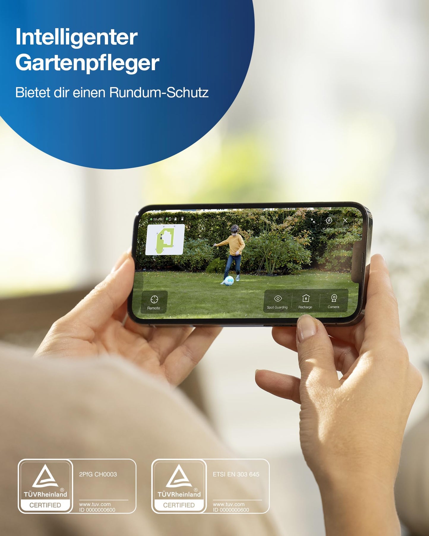 ECOVACS GOAT G1-800 Mähroboter ohne Begrenzungskabel 800㎡, Rasenmäher Roboter mit TrueMapping-Multifusionslokalisierung, Smart Hindernisvermeidung, 16-Zonen-Management, 45% Steigung, Videomanager